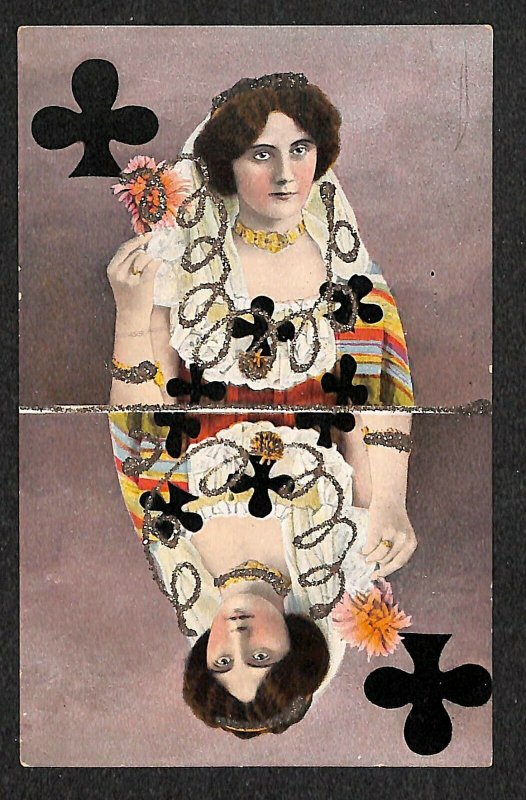 Queen of Clubs Playing Card Postcard