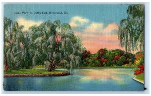 1940 Lake View Daffin Park River Trees Savannah Georgia Vintage Antique Postcard