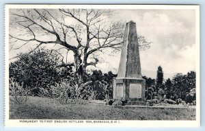 BARBADOS Monumnet to First English Settlers B.W.I. Postcard