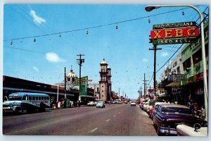 Tijuana BC Mexico Postcard Street Scene of Heroes of Chapultepec Ave c1950's