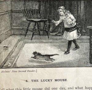 1878 Print The Lucky Mouse Lessons In English 6 x 4.75 Antique