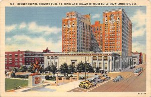 Wilmington Delaware 1940s Postcard Rodney Square Library & Trust Building