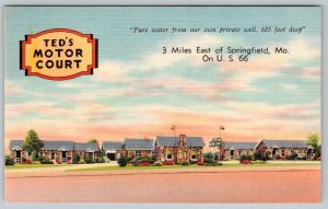 ROUTE 66 TED'S MOTOR COURT SPRINGFIELD MO FIREPROOF COTTAGES VINTAGE POSTCARD