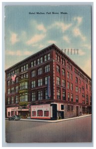 Hotel Mellen Fall River MA Postcard Advertising Room Rates Grill Car Auto