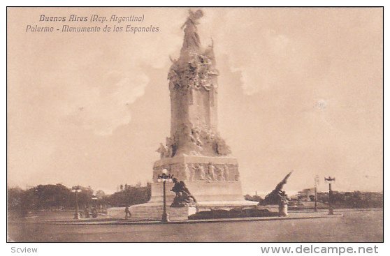 BUENOS AIRES, Argentina, 1900-1910's; Palermo, Monumento De Los Espanoles