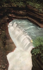 Vintage Postcard 1915 Diamond Falls Scenic Waterfalls Watkins Glen New York NY