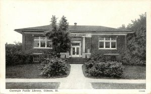 Postcard Carnegie Public Library Gilman IL Iroquois County, Curt Teich, Unposted