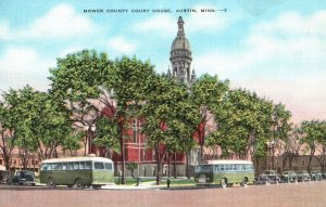 Vintage Postcard Mower County Court House Building Bus Austin Minnesota MN