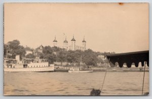 Tower of London From The Thames River Real Photo Postcard A50