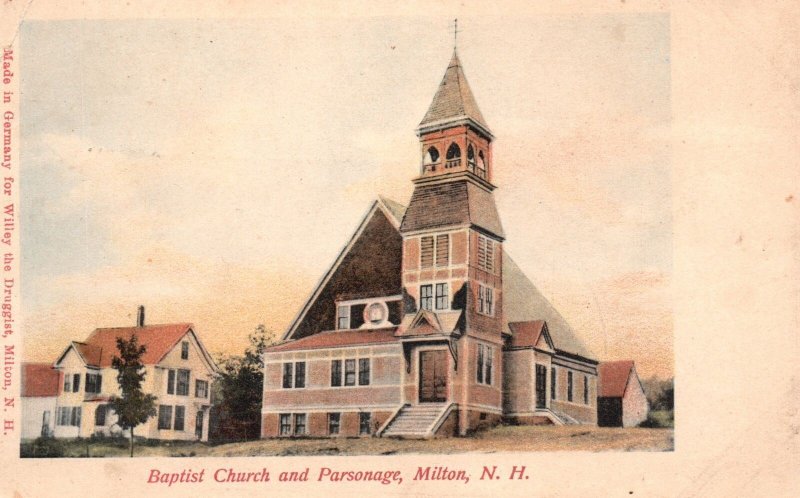 Vintage Postcard 1936 Baptist Church and Parsonage Parish Milton New Hampshire