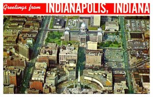 Postcard AERIAL VIEW SCENE Indianapolis Indiana IN AT0534