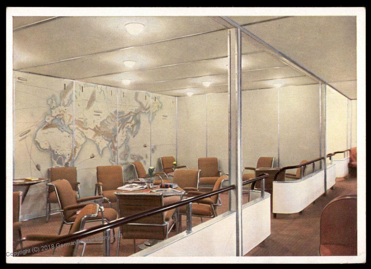 Zeppelin Hindenburg Interior View Meeting Room Postcard