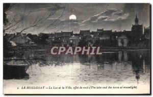 Old Postcard The Huelgoat Lake and the City night effect