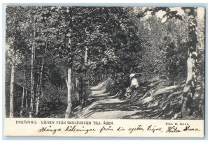 1907 The Train From Skolparken to Asen Enkoping Uppsala Sweden Postcard