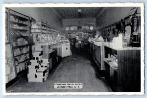 c1940 Lincolnton North Carolina NC Postcard Economy Drug Store Interior View