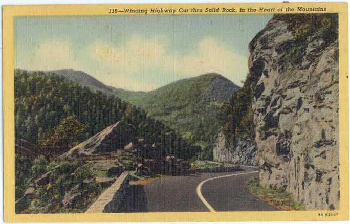 Linen of Winding Highway Cut thru Solid Rock Heart of the Mountains, TN - VA