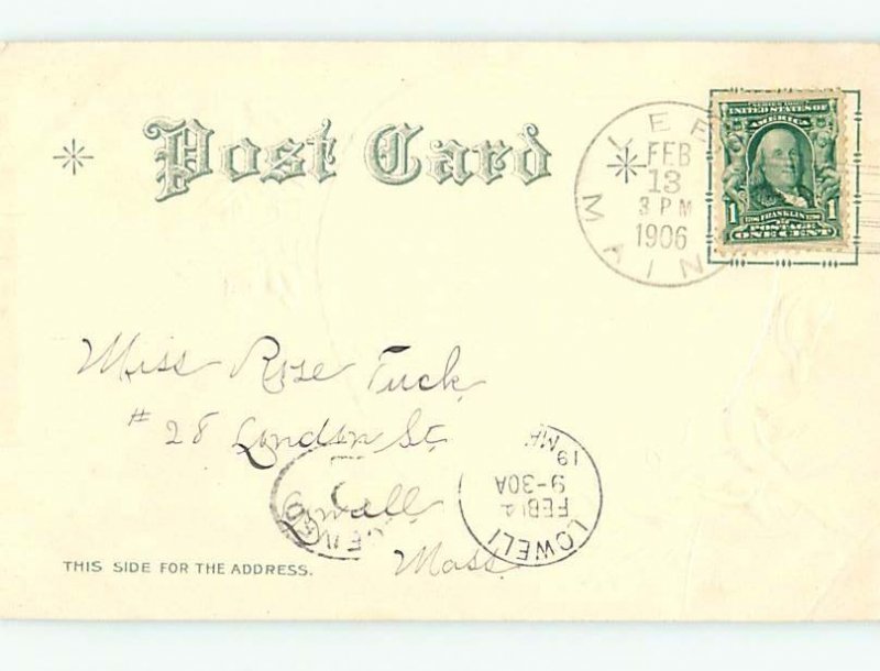 Pre-1907 valentine GIRL IN PINK DRESS & RED TOP WITH GUY r3948