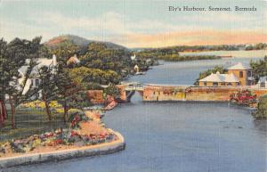 Somerset Bermuda Elys Harbour Birdseye View Antique Postcard K44110