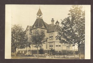 RPPC EUGENE OREGON GEARY SCHOOL BUILDING VINTAGE REAL PHOTO POSTCARD