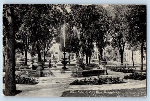 Hampton Iowa IA Postcard Scenic View Of Fountain In City Park Garden Vintage