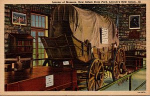 Illinois New Salem State Park Museum Interior Showing Stagecoach Curteich