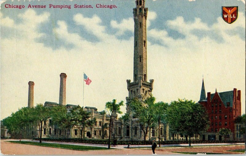 Chicago Avenue Pumping Station I Will Postcard Divided Back Unposted Unused Vtg 