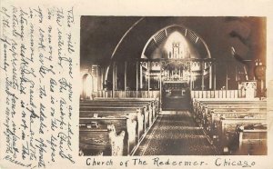 RPPC Church of the Redeemer, Chicago, IL Church Interior 1909 Vintage Postcard