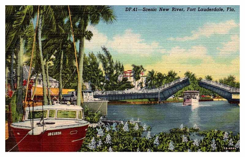 Postcard BRIDGE SCENE Fort Lauderdale Florida FL AR5949