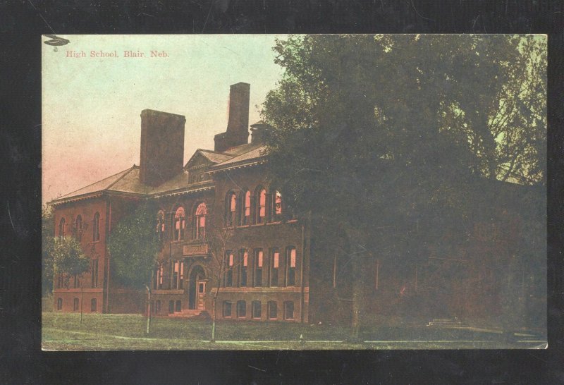 BLAIR NEBRASKA HIGH SCHOOL BUILDING 1910 VINTAGE POSTCARD