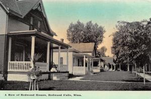 Redwood Falls Minnesota~Row of Redwood Houses~Homes on Street~1909 Postcard 