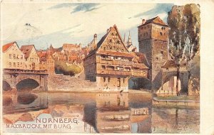 Lot 69 germany nurnberg maxbrucke mit burg postcard painting