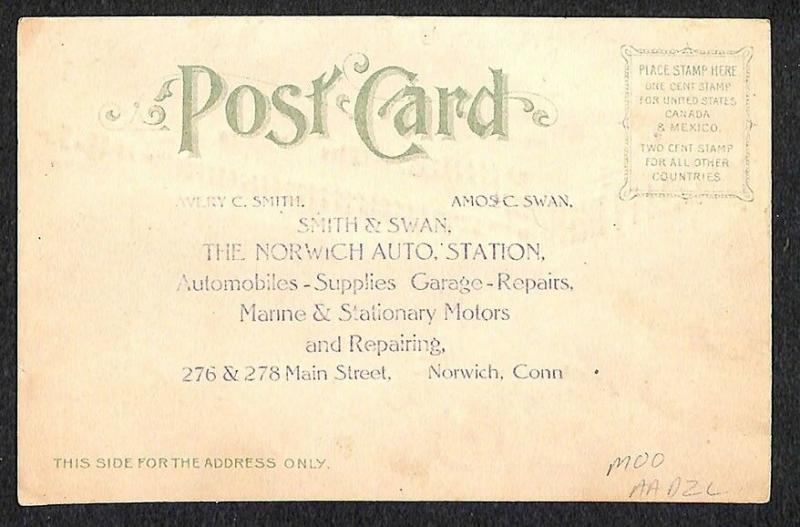 Norwich CT Smith & Swan Oldsmobile Dealership H-T-l Holt-To Light Postcard