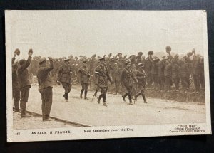 Mint Australia Postcard RPPC WWI Australian Troops In France Cheering The King