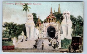 Entrance Shwe Dagon Pagoda RANGOON Myanmar Burma Postcard