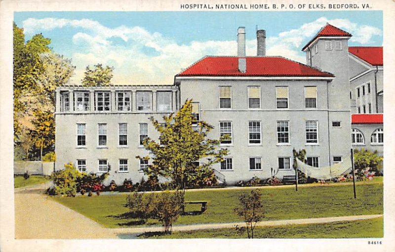 National Home Of  Elks Hospital Bedford, Virginia USA Writing on Back 