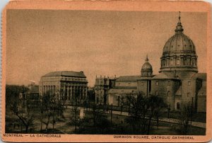 VINTAGE POSTCARD THE CATHOLIC CATHEDRAL DOMINION SQUARE MONTREAL QUEBEC CANADA