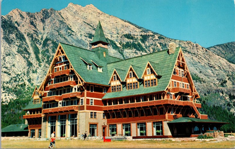 Waterton Lakes Alberta Canada Prince of Wales Hotel Postcard unused 1960s