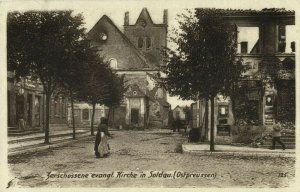 poland germany, SOLDAU DZIAŁDOWO, Damaged Evang. Church (1915) East Prussia