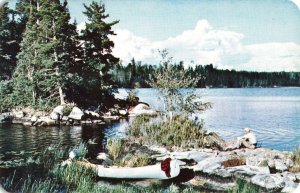circa 1960's Canoe Outboard Motor Postcard 2R5-453