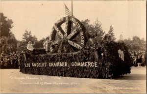 RPPC Rose Parade, L.A. Chamber of Commerce Float Pasadena CA c1923 Postcard S30