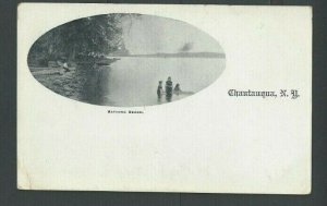 Ca 1906 PPC Chautauqua NY Bathing Scene Scene of Pioneer Air Mail Flight About--