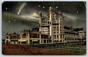 1911 Moonlight View By Night Antique Building Historic Landmark Posted Postcard