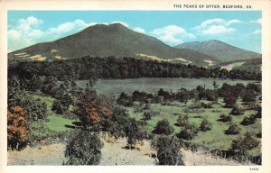 Bedford Virginia The Peaks Of Otter, White Border Vintage Postcard U5135