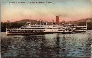 Hand Colored Postcard Hudson River Day Line Steamer Robert Fulton