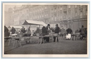 Croatia Postcard Busy Market In the Street Scene c1940's Vintage RPPC Photo