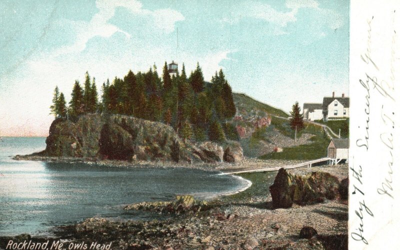 Vintage Postcard 1900's Owls Head Light Penobscot Bay Rockland Harbor Maine ME