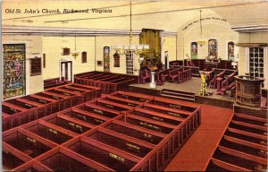 Old St Johns Church Richmond VA Virginia Linen Postcard PM Cancel WOB Note VTG  