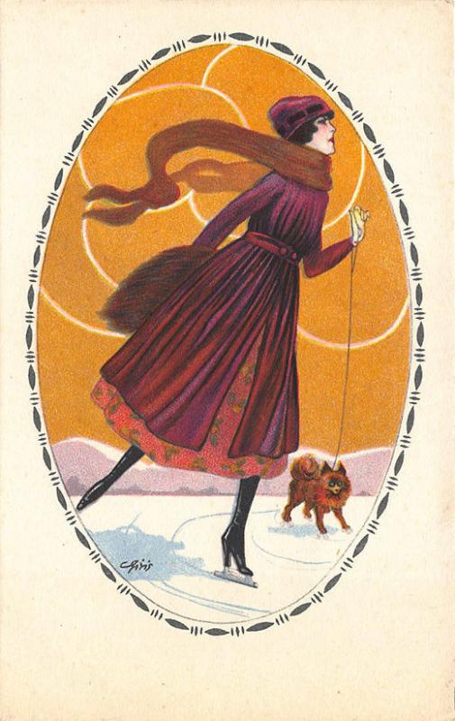 Beautiful Woman with Dog Signed Postcard