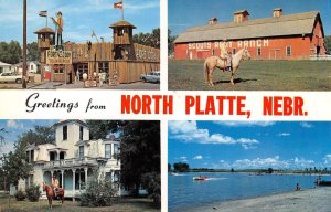 NORTH PLATTE Nebraska Large Letter Fort Cody Buffalo Bill '60s Vintage Postcard