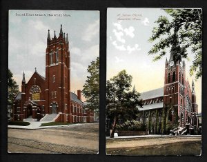 HM8 Haverhill, Mass. Sacred Heart and St. James Church, Unused 1910-20s